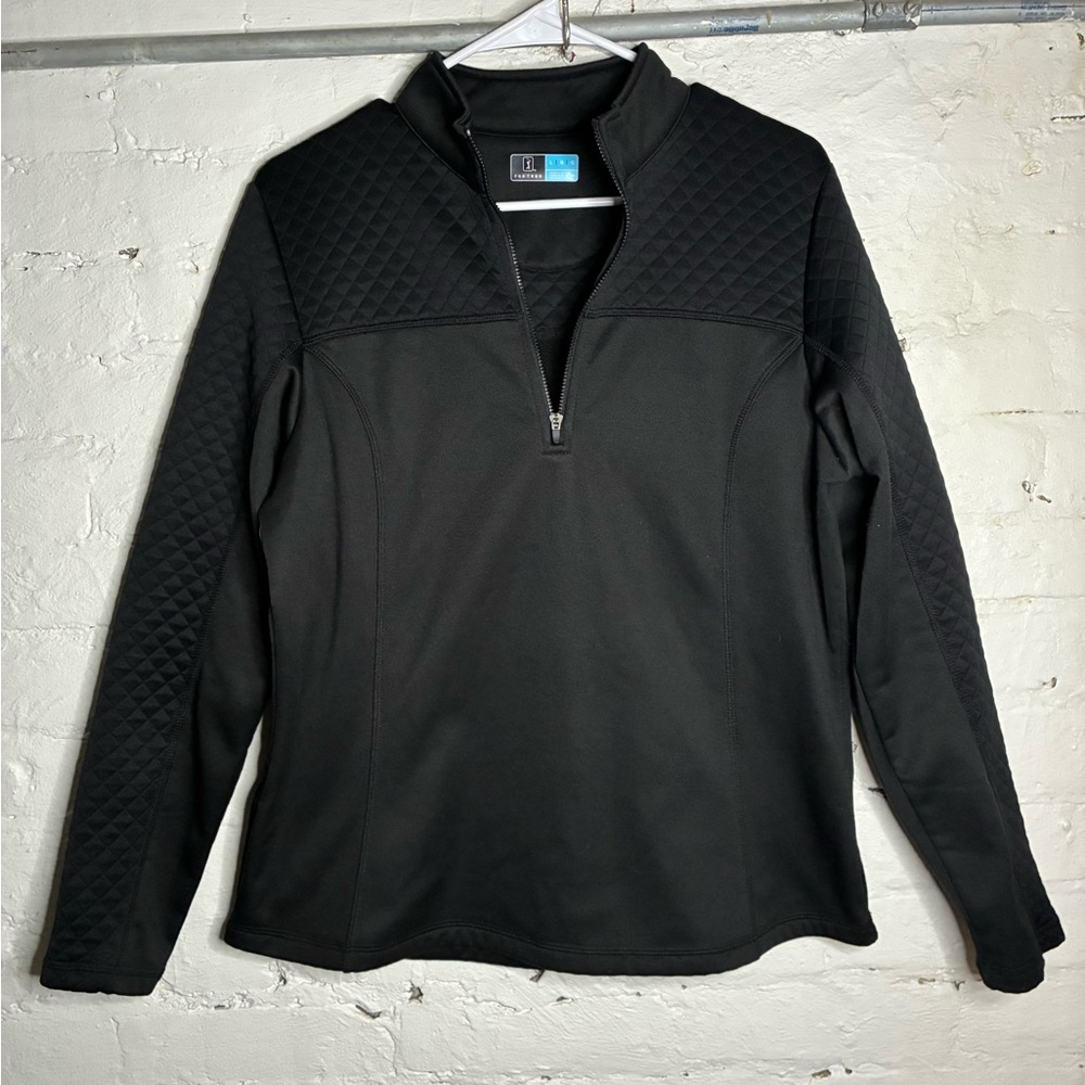PGA Tour Women’s Black Quilted Quarter-Zip Golf Pullover - Size L